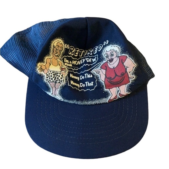 VTG Mesh Trucker Adjustable Snap Back Hat Navy Retired HONEY DO One SZ Novelty - Picture 2 of 4